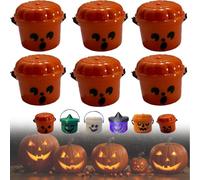 Genérico Spooky Mini Boo Bucket Figurines, Mini Halloween Nostalgia Buckets, Mini-Halloween Buckets, Halloween's Candy Bowl, Trick Or Treat Event Props for Home Decoration, Gifts for Kids (F)