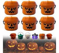 Genérico Spooky Mini Boo Bucket Figurines, Mini Halloween Nostalgia Buckets, Mini-Halloween Buckets, Halloween's Candy Bowl, Trick Or Treat Event Props for Home Decoration, Gifts for Kids (E)
