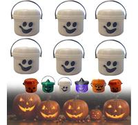 Genérico Spooky Mini Boo Bucket Figurines, Mini Halloween Nostalgia Buckets, Mini-Halloween Buckets, Halloween's Candy Bowl, Trick Or Treat Event Props for Home Decoration, Gifts for Kids (A)