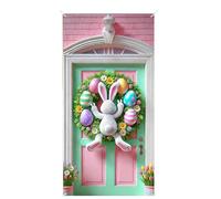 Genérico Spring Easter Door Banner, Bunny Cover for Home, Cute Happy Door Hanging for Indoor Outdoor Garden, Holiday Party for School Dorm Apartment Office Room, Seasonal Festive, 70 X 34 Inch