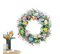 Genérico Spring Easter Wreath, Artificial with Leaves Flowers and Eggs, Spring Window Wreath Hanger Decor, Green LeavesWreath Home Wall Decor for SpringEaster Day