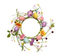 Genérico Spring Egg Candle Ring - 10.6 Inch Easter Garland Ornament, Colorful Floral Table Centerpiece Decoration, Festive Seasonal Wreath Accent | Lightweight Rustic Holiday Arrangement Elegant