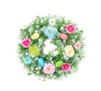 Genérico Spring Wreath | 13.78In Artificial Easter Farmhouse Wreath, Colorful Eggs Flowers Garland Sign ABS Foam | Home Indoor Outdoor Porch Window Wall Holiday Wedding Party Festival Decor