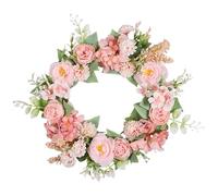 Genérico Spring Wreath - Exquisite LED Flower Arrangement For Seasonal Decoration | Cloth with Peony Camellia Simulation, 40cm Artificial Wreath For Home Walls Doors Parties Weddings