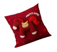 Genérico Square Pillow Case - Decorative Cushion Cover | Pillowcase Sleeve with Hidden Zipper, Soft Wool Cushion Pad, Pillow Protector with Horse Design Look, Slip Sham for Kids and Adults