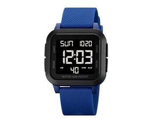 Genérico Square Running Digital Watch | Sport Watches for Men | Water-Resistant LED Display Backlight for Outdoor Adventures Running Fitness Diving Training Daily Work Travel, Azul, Se référer au