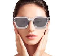 Genérico Square Sunglasses, Retro Style Shades, UV 400 Protective Eyewear, Lightweight Ergonomic Frame, Stylish All-Day Comfort, for Beach, Driving, Travel, Festivals and More, Gris, Se référer au