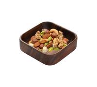 Genérico Square Wooden Serving Bowl - Nuts Container for Appetizers Candy Fruit | Natural Wood with Furnished, Ideal for Dips Sauce Desserts Hummus Condiments Kitchen Counter Party Table and Home Use