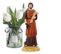 Genérico St Francis Statue Religious Figurine, St Joseph The Resin Sculpture Set, 8.27 Inch Retro Renaissance Style Sacred Decor Ornament, Hand Painted Religious Display Figure for Easter Home