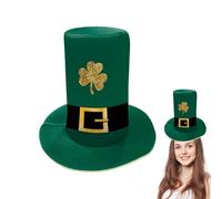 Genérico St Patricks Day Hat, Festive Topper, Irish Headwear with Shamrock Feature, Green Velvet Leprechaun Cap, Emerald Base with Festive Style, Costume Accessory for Party and Parade