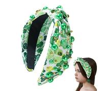 Genérico St. Patrick's Day Headband, Knotted Clover Headband, Green Shamrock Headband, Crystal Rhinestone Headband, St. Patrick's Day Hair Accessory, Shamrock Hairband, Rhinestone Clover Headband