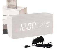 Genérico Stable Alarm Clock - Lightweight Led Clock | Bedside Clocks with Temperature Sensor, Wooden Clocks with USB Cable, Home Accessory Digital Alarm, Portable Timepiece for Living Room Decor