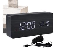 Genérico Stable Alarm Clock - Lightweight Led Clock ¦ Bedside Clocks with Temperature Sensor, Wooden Clocks with USB Cable, Home Accessory Digital Alarm, Portable Timepiece for Living Room Decor