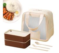 Genérico Stackable 2-Layers Leak Proof Lunch Box,Reusable Lunch Container with LunchBag, Spoon, Fork, Chopsticks for Meal Prep