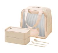 Genérico Stackable 2-Layers Leak Proof Lunch Box,Reusable Lunch Container with LunchBag, Spoon, Fork, Chopsticks for Meal Prep