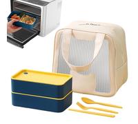 Genérico Stackable 2-Layers Leak Proof Lunch Box,Reusable Lunch Container with LunchBag, Spoon, Fork, Chopsticks for Meal Prep