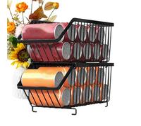 Genérico Stackable Can Rack Organizer, 2 Tier Metal Canned Food Storage Dispenser, Heavy Duty Iron Can Holder, Space Saving Shelf for Canned Goods, Soda, and Beverages