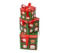 Generico Stackable Christmas Boxes - Holiday Storage, Cardboard Nesting Containers | S M L Set With Lids, Multi-Purpose Organization For Living Room Bedroom Dining Room Yard Toys Jewelry Cosmetics