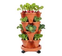 Genérico Stackable Plant Tower - Vertical 4 Layer Planter with Wheels andAuto Drainage System | Space Saving Strawberry andVegetable Pot For Balcony, Patio, andIndoor Outdoor Gardening Use