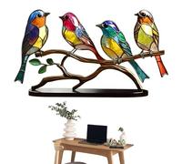 Genérico Stained Glass Hummingbird Statue - Acrylic Bird Ornament Branch, Stained Glass Birds Desktop Ornaments, Aesthetic Decoration Tool for Desk, Living Room, Dining Room, Bedroom, and Side Table