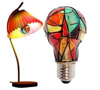 Genérico Stained Glass Light Bulb - Glass 10x6cm 4W E27 Base | Colored LED Mosaic Bulb, Hand Painted Decorative Light | For Home Party Closet Store Tree Window Bedroom Use