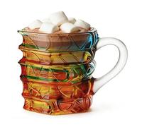 Generico Stained Glass Mug, 3D Book Lover Cup, 12 x 8.5 cm Coffee Glass with Artistic Feature, Durable Glassware, Drinkware Accessory with Colorful Design, Beverage Mug for Home Office Bar