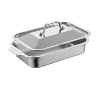 Genérico Stainless Steel Baking Pan 46,5 x 28,5 x 6 cm, rectángulo Bakeware Dish with Lid and Handle for Cake, Bread, Cookie, Lasagna, Gratin, Pizza, Oven, Kitchen, Home, , Cooking