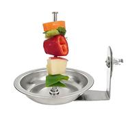 Genérico Stainless Steel Bird Cage Feeder Set - Parrot Fruit Skewer & Food Bowl with Stand | Vegetable Treat Holder Container for Cockatiel, Conure, & Lovebirds