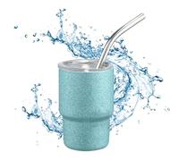Genérico Stainless Steel Car Mug - Small Portable Coffee Cup with Straw | 3 Oz Double-Layer Stainless Steel Tumbler Cup | Travel Mug | Outdoor Beverage Container for Traveling Camping Trip