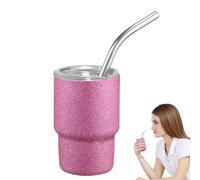 Genérico Stainless Steel Car Mug - Small Portable Coffee Cup with Straw | 3 Oz Double-Layer Stainless Steel Tumbler Cup | Travel Mug | Outdoor Beverage Container for Traveling Camping Trip