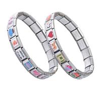 Genérico Stainless Steel Charm Bracelet - Handmade Italian Wrist Jewelry for Girls | Polished Modular Links with Sleek Design, Fashionable Travel Piece for Banquet Camping and Romantic Outings