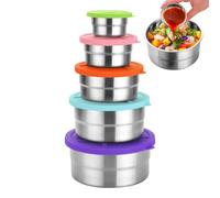 Genérico Stainless Steel Food Container, Lunch Box Set, Nesting Snack Bowl Collection, Leakproof Storage Solution, for Daily Meal Prep School Family Kitchen Camping Picnic Travel Salad Use