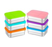 Genérico Stainless Steel Food Containers, Reusable Food Box For Sports, 6 Pieces 720ml Meal Container With Silicone Lid, Meal Travel Picnic School Office Home Daycare Camping Hiking