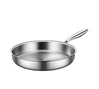 Genérico Stainless Steel Frying Pan, Fry Skillet, 8.66x8.66x2.05 Inches Non Slip Coated with Handle Multifunctional Pot, Cooking Saucepan for Omelettes, Grilled Steaks, Kitchen and Camping