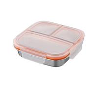 Genérico Stainless Steel Lunch Box - Food Storage Container | 17.6×17.6×5cm with 3 Compartments, 304 Steel with Lightweight Build, Dining Supplies Category, 600ml Lunch Organizer for Picnic Work