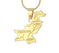 Genérico Stainless Steel Map Pendant Necklaces Map Jewelry Gold Color Items for Bridal Women Man Party Gifts Jewelry (For Pakistan)
