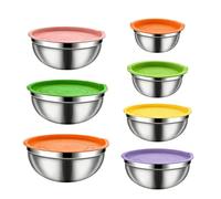 Genérico Stainless Steel Mixing Bowl with Lids - 6-Pieces, Non-Slip Silicone Bottoms Salad Bowls | Food Storage Organizer Bowls for Sauce Snacks Eggs Vegetables Fruits