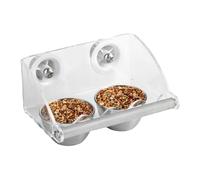 Generico Stainless Steel Parakeet Food And Water Dispenser with Acrylic Stand | Bird Coop Feeder for Parakeets Cockatiels Macaws Small Animals Easy Clean Durable Feeding Bowl Cage Accessory Daily Use