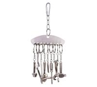 Genérico Stainless Steel Parrot Toy, Bird Cage Accessories, Cockatiel Training Puzzle, Sturdy Interactive Rust Proof Mentally Stimulating for Outdoor, 9.06x4.33 Inches