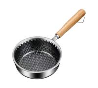 Genérico Stainless Steel Pot - Ergonomic Skillet With Wooden Handle For Cooking | Mini Grill Pan Cookware With Nonstick, Ideal For Eggs Pastry Vegetables Pork Chicken Home Hotel Restaurant