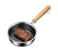 Genérico Stainless Steel Pot | Wooden Handle Ergonomic Skillet,Small Stainless Steel Skillet, 5.51x5.12x1.77 Inches For Eggs Fish Vegetables Pork Chicken Home Hotel Restaurant Canteen Breakfast Shop