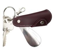 Genérico Stainless Steel Shoehorn | Stainless Steel Shoehorn With PU Leather Case Keyring - Space Saving Portable Slip-on Shoes Helper | Care Products & Shoe Accessories For Seniors Kids Men Women