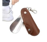 Genérico Stainless Steel Shoehorn | Stainless Steel Shoehorn With PU Leather Case Keyring - Space Saving Portable Slip-on Shoes Helper | Care Products & Shoe Accessories For Seniors Kids Men Women