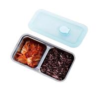 Genérico Stainless Steel Snack Containers, Double Compartment Snack Pack Container, 7.87x4.13x1.57 Inches Leak Proof Lids, Sturdy Lunch Boxes for Sports, Picnic, School, Meals and Snacks