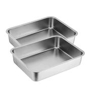 Genérico Stainless Steel Square Plate, With Lid Stainless Steel Food Grade Baking, Cake Pan, Brownie Pan Oven, Microwave, Dishwasher Safe (Large size)