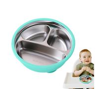 Genérico Stainless Steel Suction Plates - Stainless Steel Suction Pllates | Stainlesss Steels Platess With Suctions | Divided Plates With Silicone Sleeve - Fall Resistant Dinner Trays Bowl