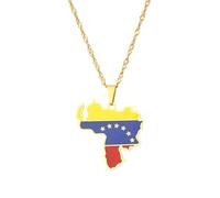 Genérico Stainless Steel Venezuela Map Pendant Necklace Venezuelan Jewelry Country Maps Flag Necklace for Women/Men (Model 1)