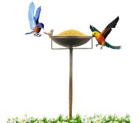 Genérico Standing Bird Bath Bowl - Feeder Iron Art Food Holder