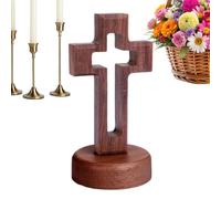 Genérico Standing Cross - Walnut 12cm, Jesus Statue, Catholic Decor | Religious Home Centerpiece, Christian Craft For Study Room, Bedroom, Bathroom, Shelf, Office, Wall, Church, Party, Wedding, Men