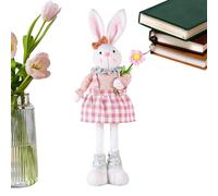Genérico Standing Easter Bunny Stuffed Animal - Adjustable Height 16-21 Inch Rabbit Doll, Farmhouse Holiday Decoration For Home, Weighted Base Standing Bunny with Spring Flowers